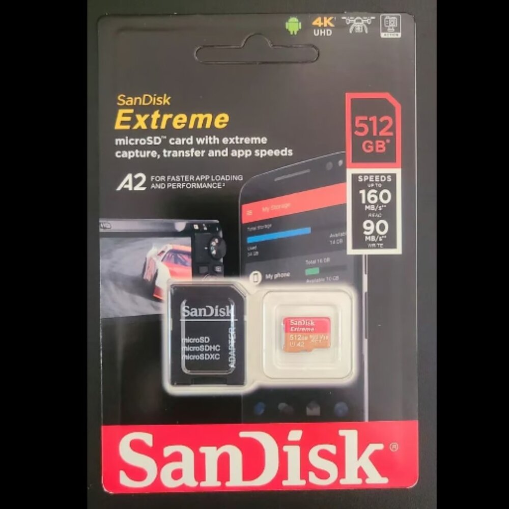 SanDisk 512GB Extreme Pro Micro SD Memory Card W/ Adapter MicroSDXC UHS-I U3 A2